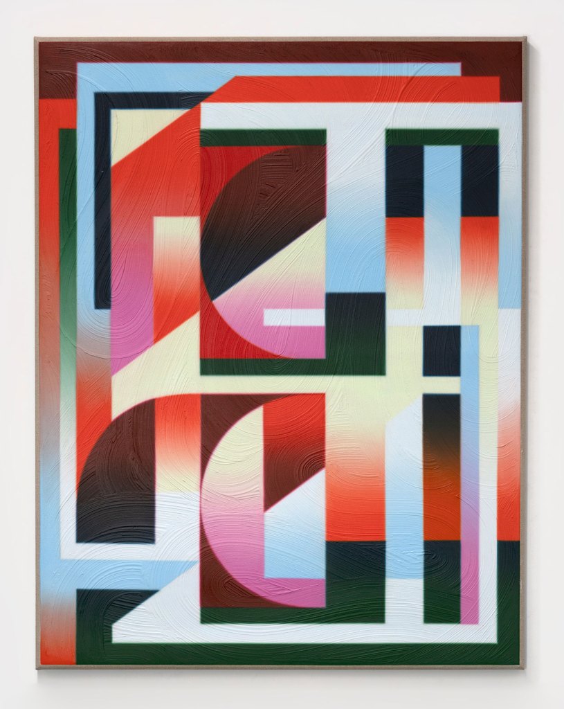 Circular shaped stacked abstract painting by Mariah Dekkenga.